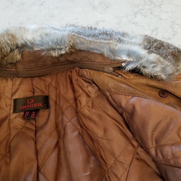 🧥VINTAGE DANIER LEATHER TRENCH COAT WITH FUR COLLAR - Picture 10 of 16